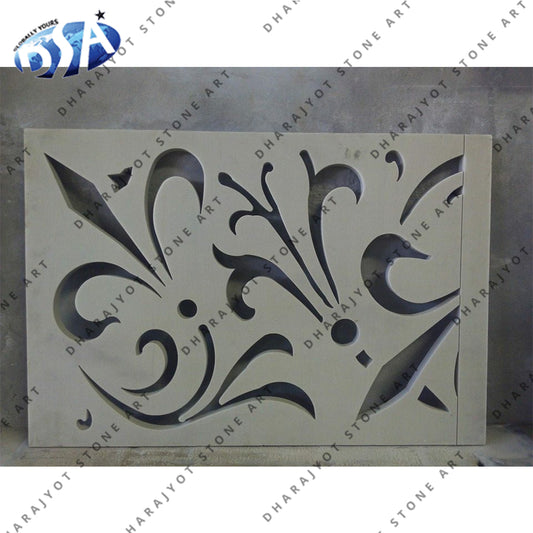 White Sandstone Flower Panel Jali Screen