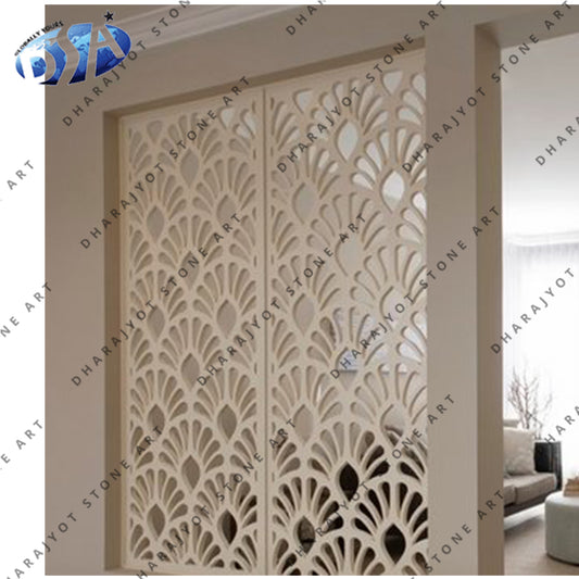 White Sandstone Balcony Decor Jali Screen