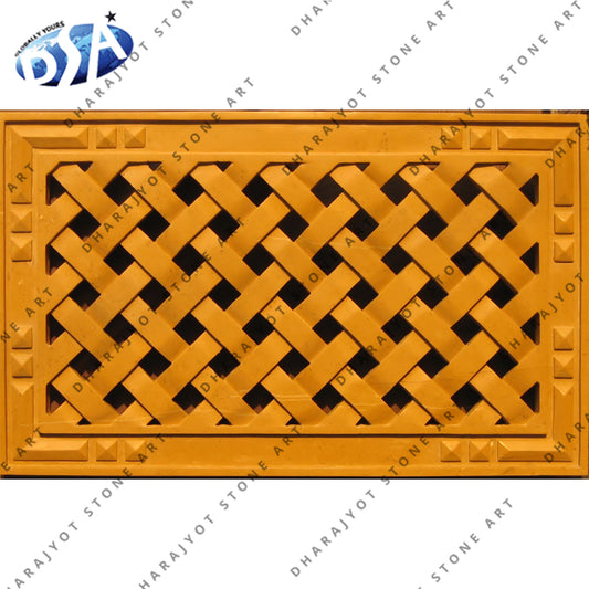 Yellow Marble Cross Design Jali Screen