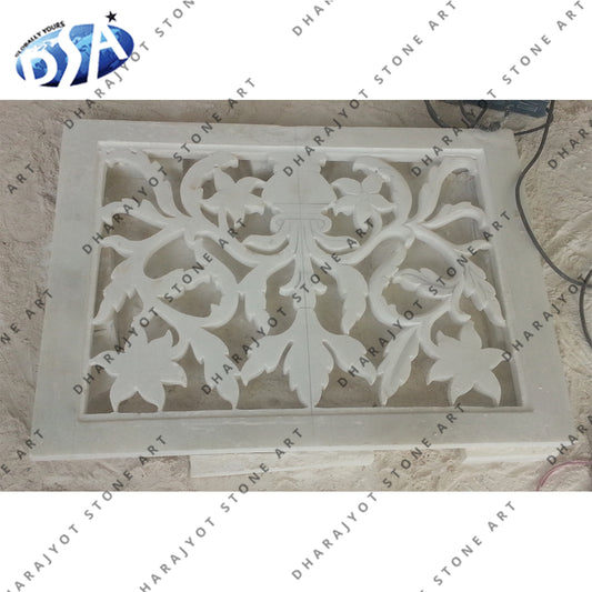 Indoor Traditional Square White Marble Jali