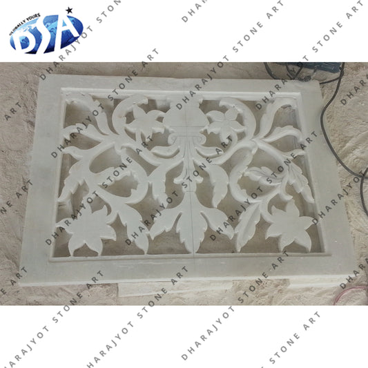 Indoor Traditional Square White Marble Jali