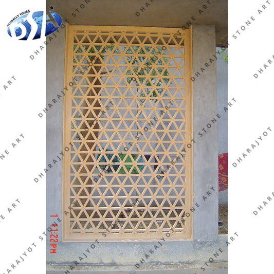 Yellow Sandstone Hand Carved Window Jali