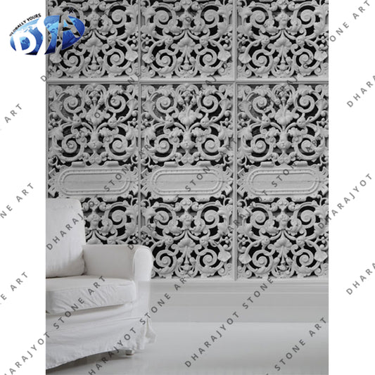 White Stone Planet Decor Room Divider Jali