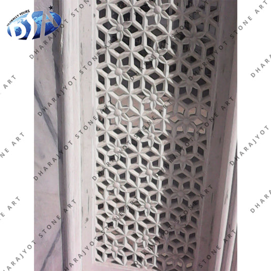 Indoor Carved White Marble Jali Screen