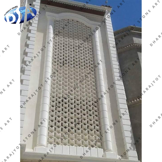 White Marble Home Interior Jali Wall Design
