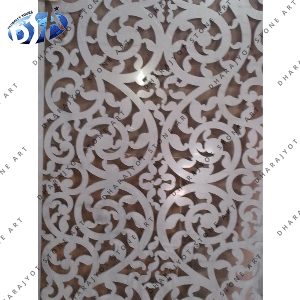 White Marble CNC Cutting Jali Screen