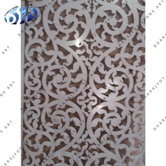 White Marble CNC Cutting Jali Screen