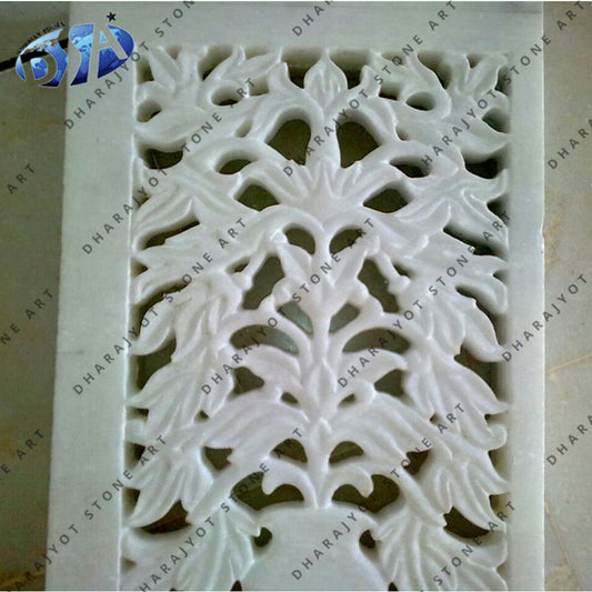 Hand Carved White Marble Jali Screen