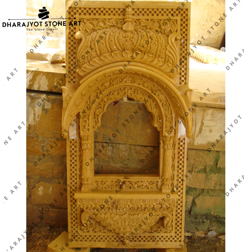 Rajasthani Hand Craved Stone Jharokha – Dharajyot Stone Art