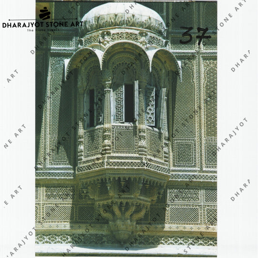 Yellow Stone Big Carving Jharokha