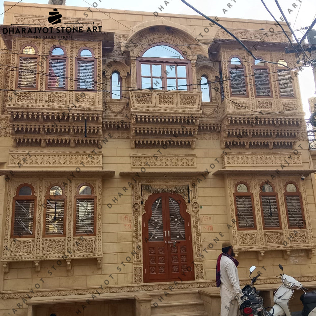 Heritage Design Hand Carved Sandstone Jharokha Balcony Window