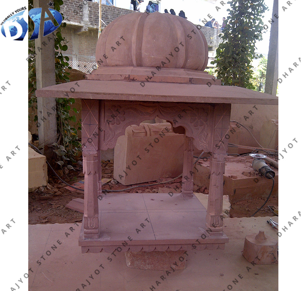 Natural Outdoor Red Marble Decor Garden Lamp