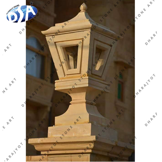 Nature Stone Carving Beige Garden and Hotel Decor Lamp