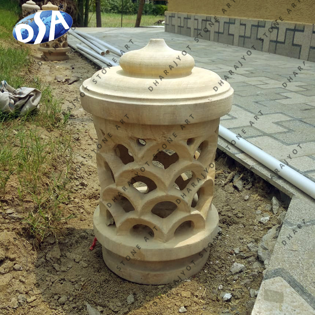 Hand Carved Natural Sandstone Lamp