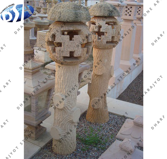 Natural Stone Carved Garden Lamp