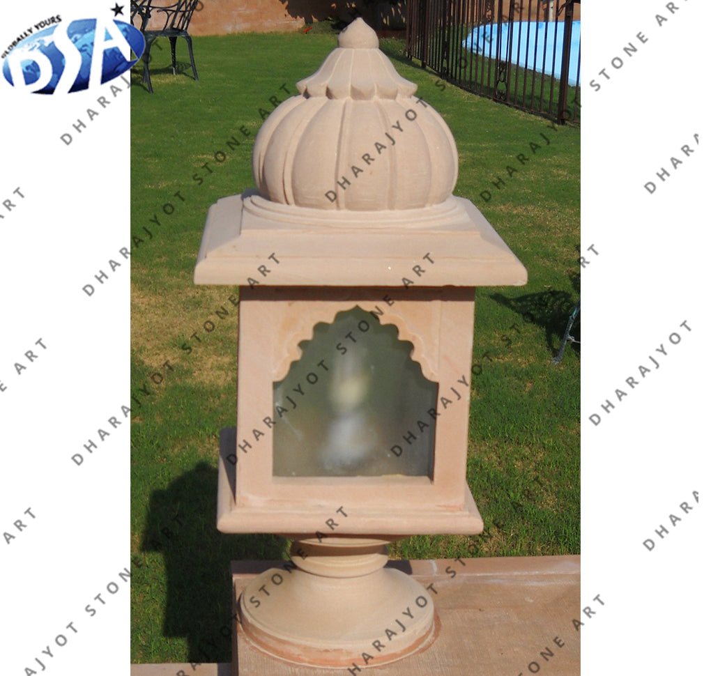 White Sandstone Classical Style Flower Design Lamp