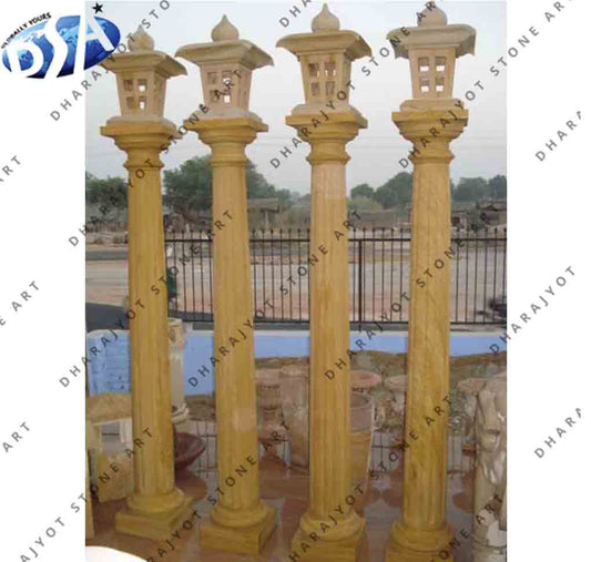 Yellow Sandstone Garden Pedestal Lamp