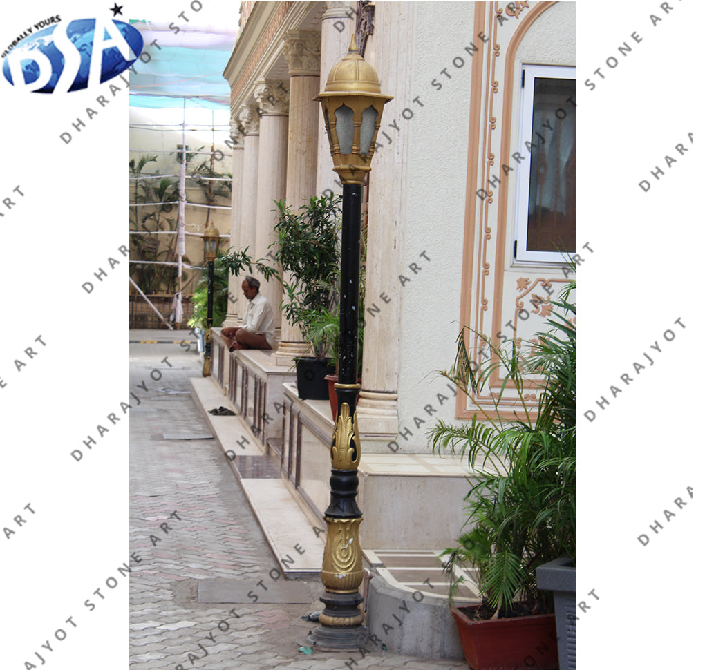 Stone Round Garden Decorative Lighting Pole – Dharajyot Stone Art