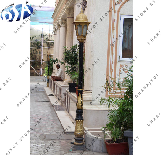 Stone Round Garden Decorative Lighting Pole