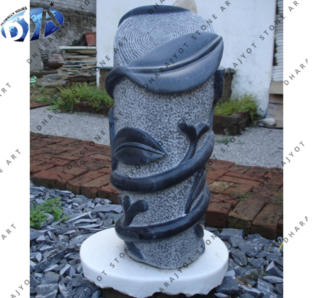 Outdoor Black Marble Stone Sculpture Modern Art