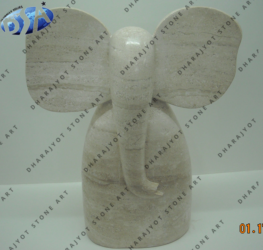 Outdoor Garden Natural Stone Marble Ganesh Statue Modern Art