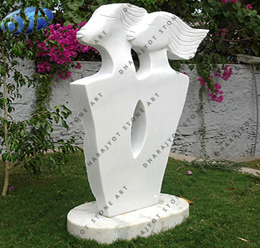 White Carved Stone Modern Art