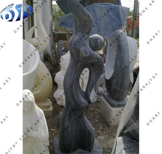 Antique Black Stone Sculpture Modern Art