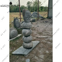 Hand-Carved Stacked Stone Head Outdoor Modern Art