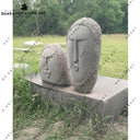 Hand-Carved Stone Face Sculptures Set