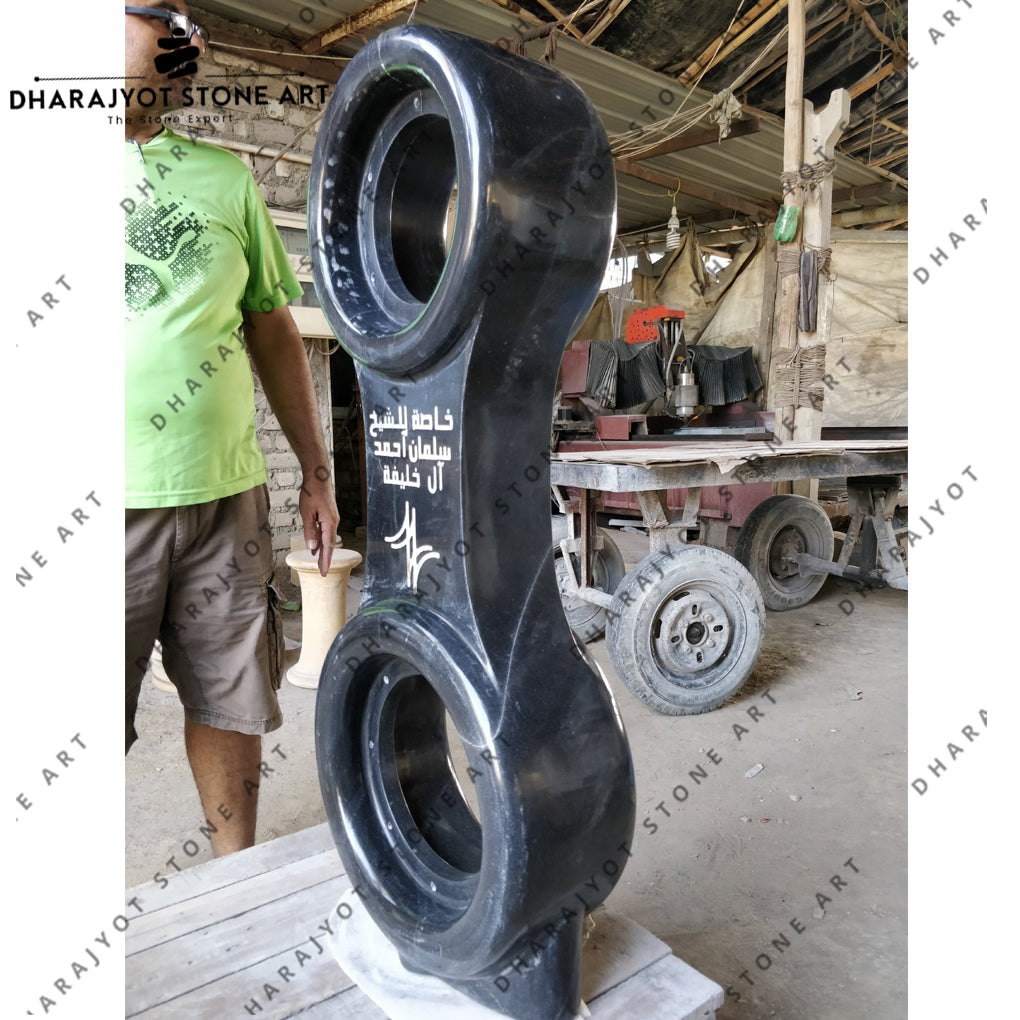 Custom Black Stone Speaker Sculpture Handcrafted Modern Art