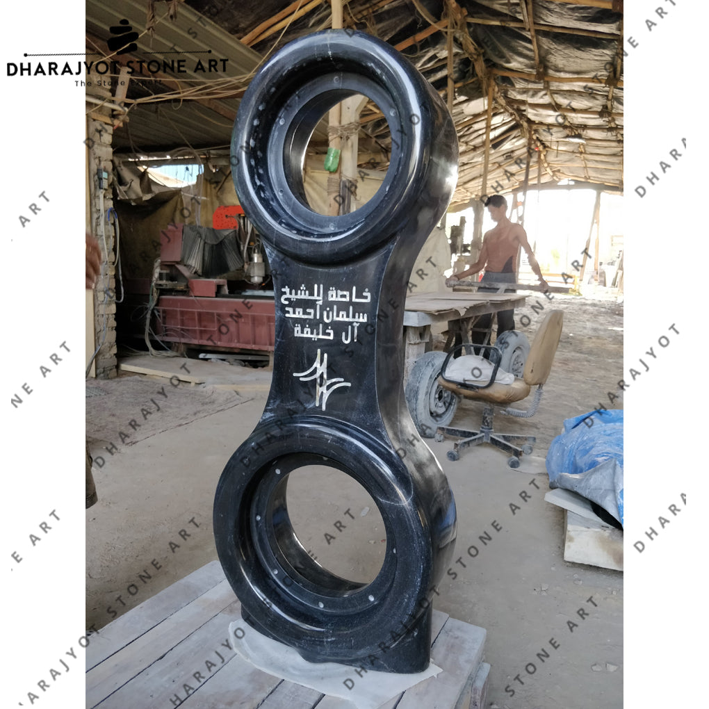 Custom Black Stone Speaker Sculpture Handcrafted Modern Art
