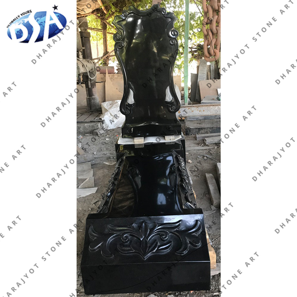 Carved Black Granite Monument