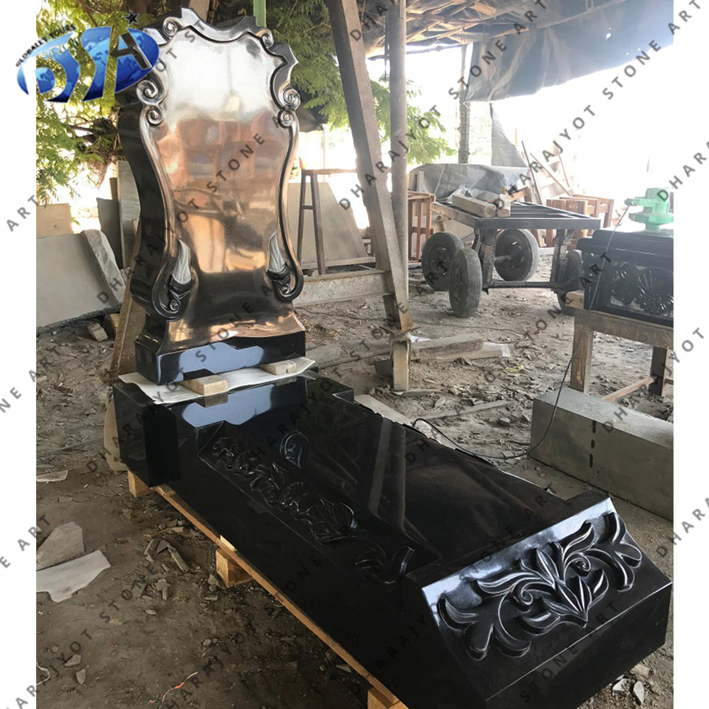 Carved Black Granite Monument