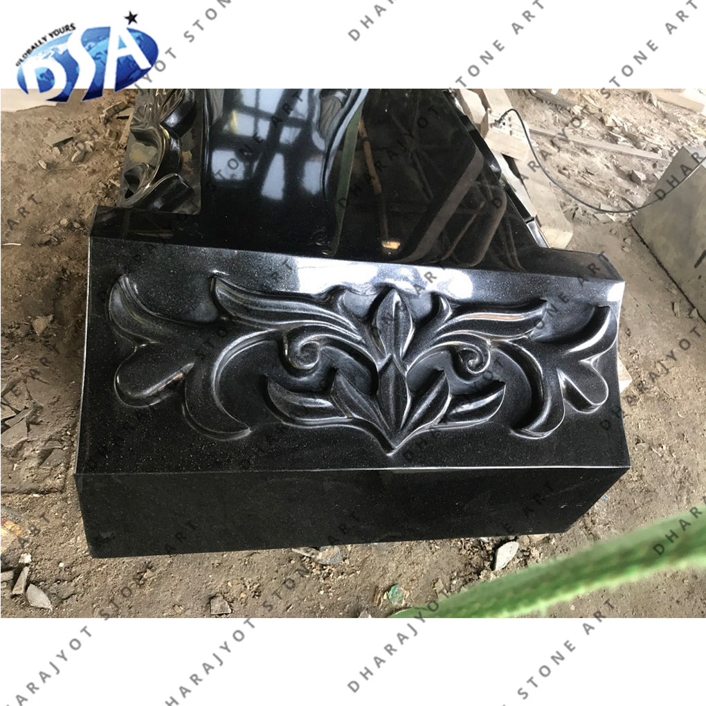 Carved Black Granite Monument