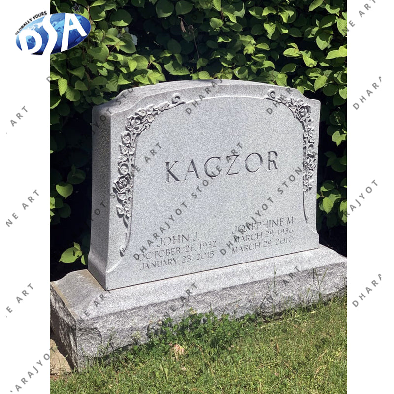Antique White Plus Grey Marble Headstone Tombstone
