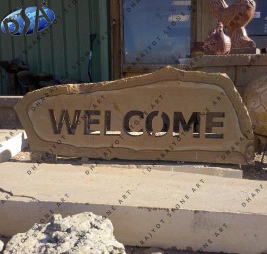 Boulder Design Hand Carved Welcome Sign Nameplate