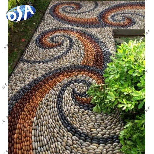 Polished Stone Mosaic Medallion Designs Pebble