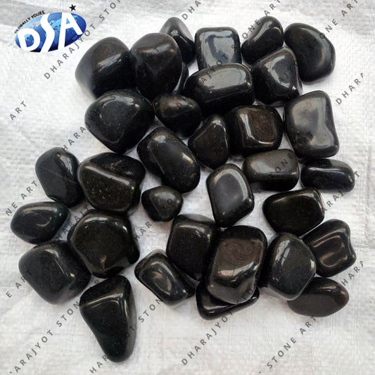 Natural Stone Glossy Black Pebbles