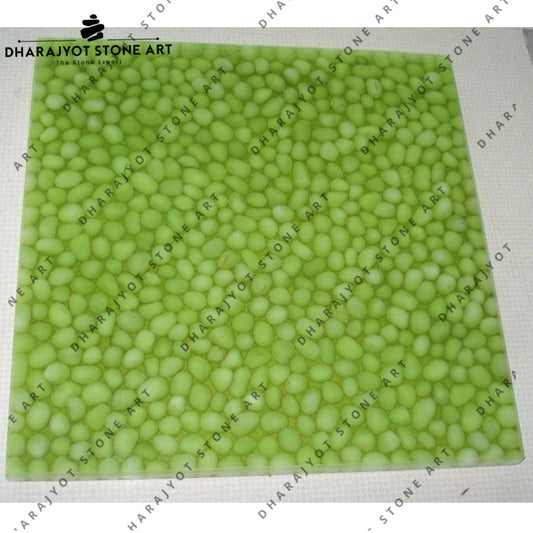 Green Colour Natural Stone Pebble Mosaic