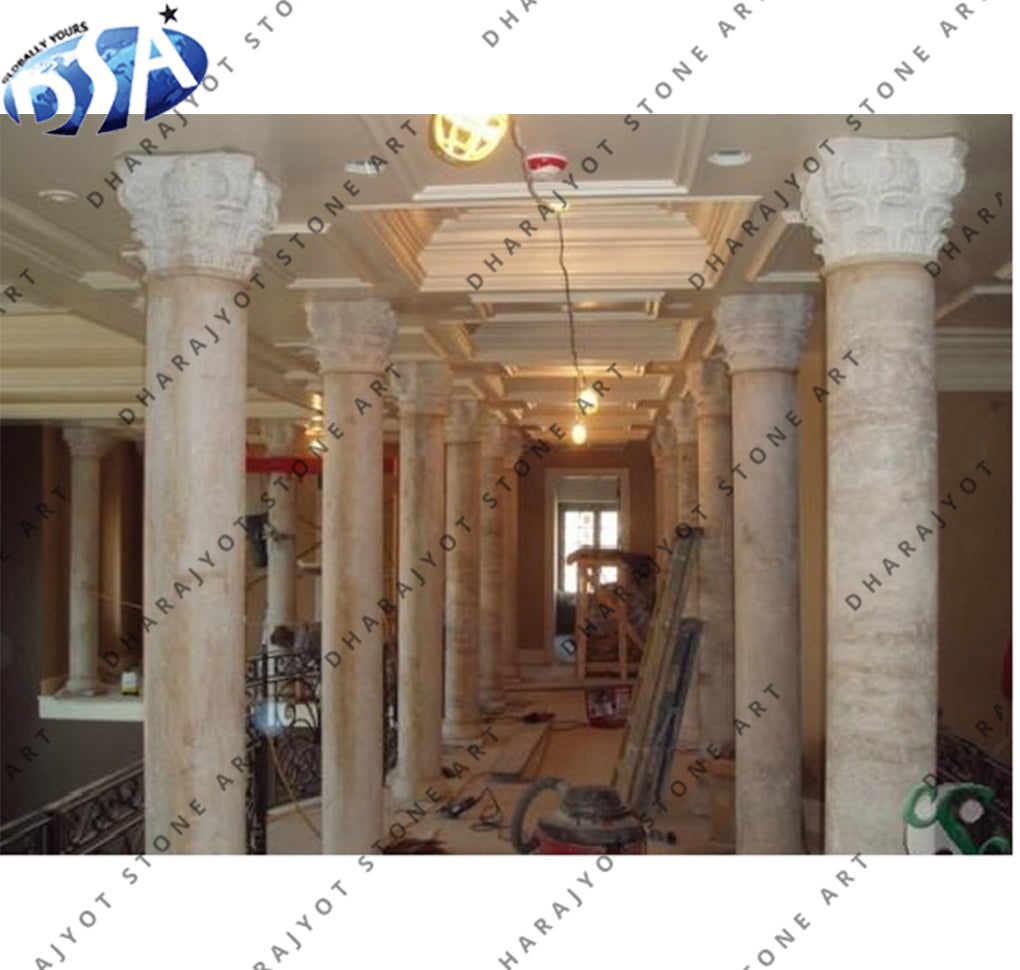 Antique White Marble Round Columns Pillar