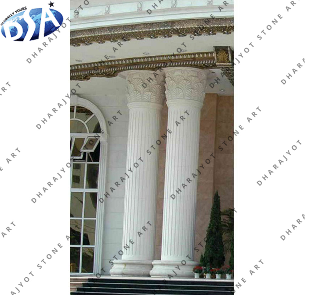 Luxury Castle Design Natural Stone Temple Door Decorative Stone Pillar