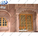 Brown Sandstone Carving Work Column Pillar
