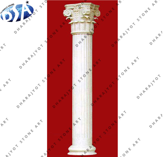 White Marble Hand Carved Burnishing Pillar