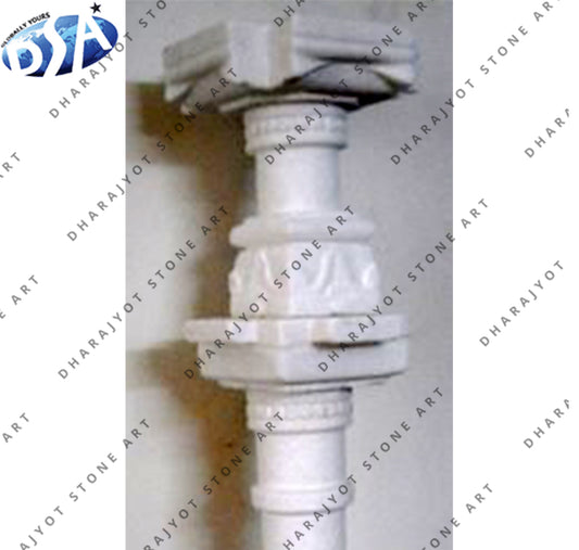 White Hand Carving Design Pillar