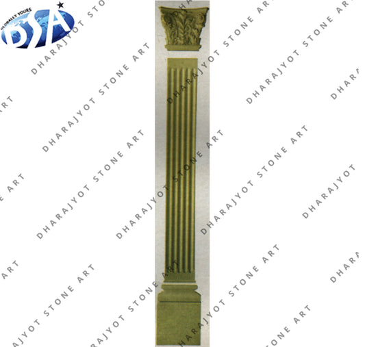 Yellow Hand Carving Stone Pillar