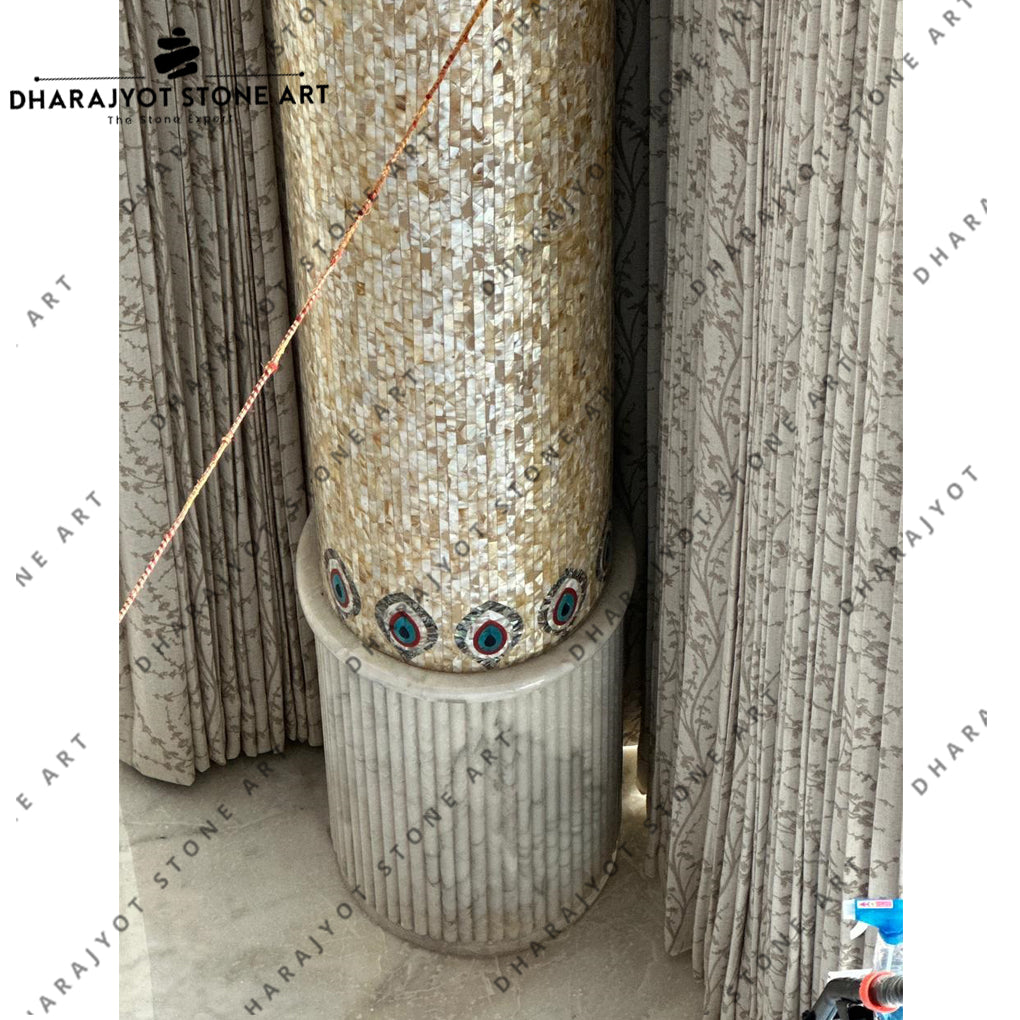 Elegant House Decorative Stone Column with Handcrafted Inlay Work