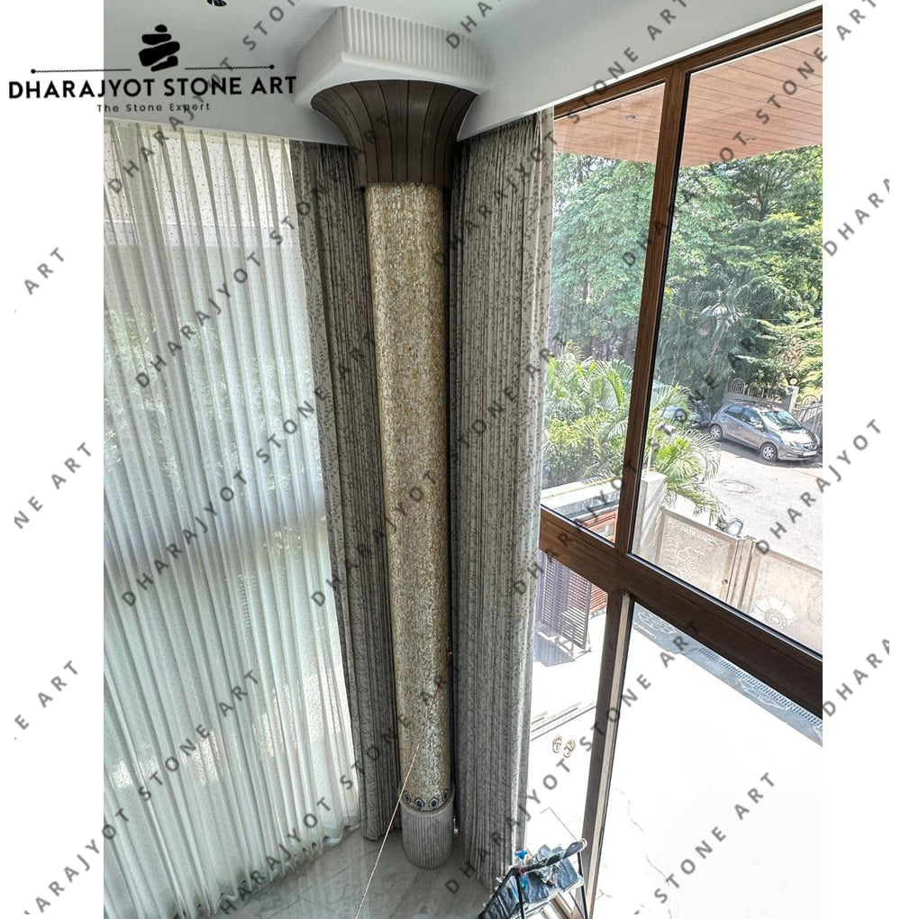Elegant House Decorative Stone Column with Handcrafted Inlay Work