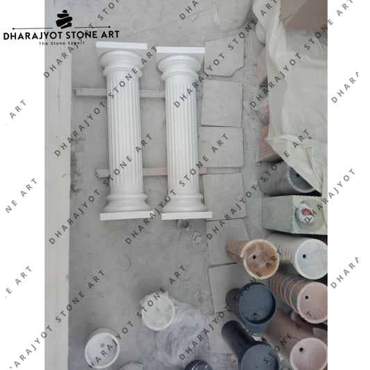 Handcrafted Luxury Home Traditional White Stone Pillar