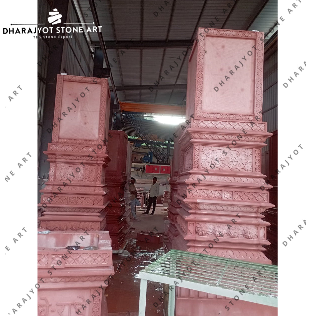 Majestic Handcrafted Red Stone Pillar