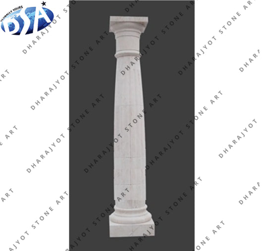 Outdoor White Natural Marble Column Pillar